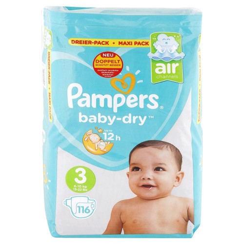 PAMPERS Baby Dry detské plienky 3 6-10 kg 116 ks